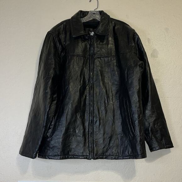 Vintage fur lined Leather Jacket • unisex leather coat Haband Executive Division - Picture 2 of 11